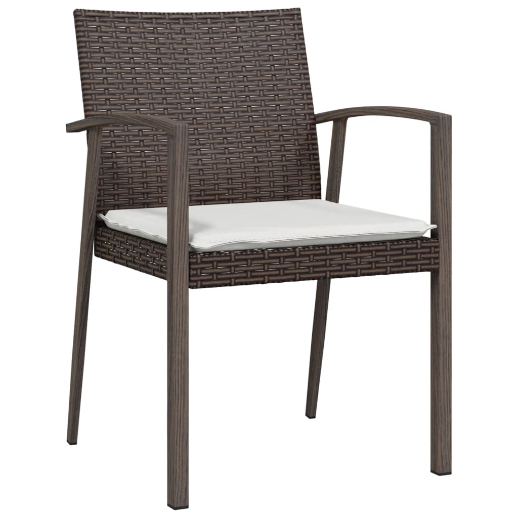 vidaXL Patio Chairs with Cushions 4 pcs Brown 22.2"x22.4"x32.7" Poly Rattan