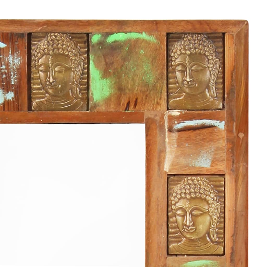 vidaXL Mirror with Buddha Cladding 19.7"x43.3" Solid Reclaimed Wood