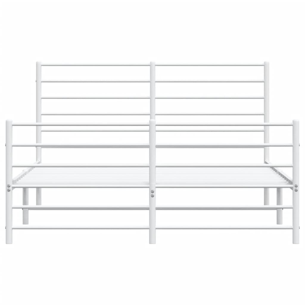 vidaXL Metal Bed Frame without Mattress with Footboard White 59.1"x78.7"