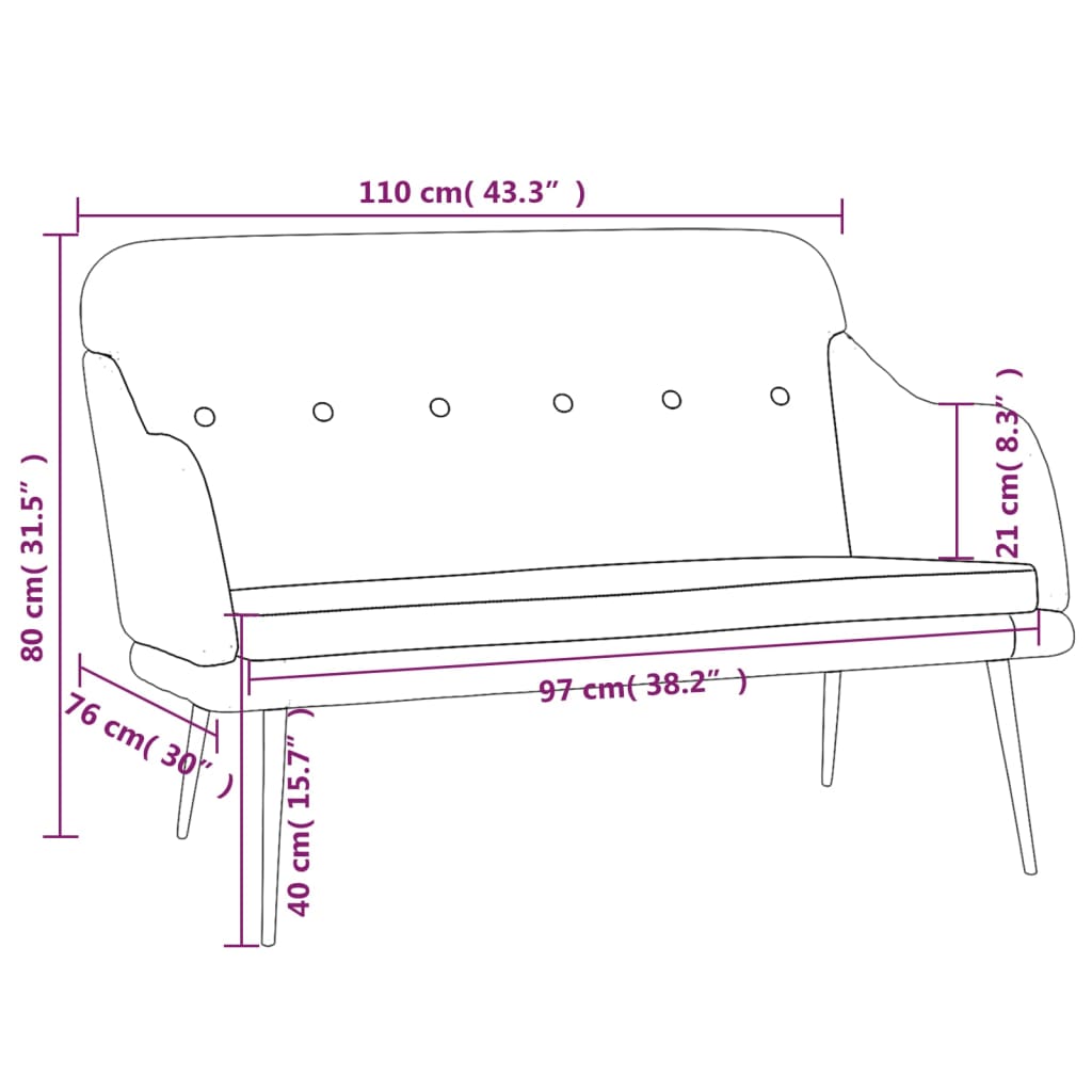 vidaXL Bench Dark Gray 43.3"x29.9"x31.5" Fabric