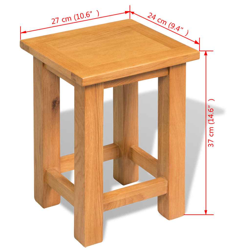 vidaXL End Table Solid Oak Wood 10.6"x9.4"x14.6"