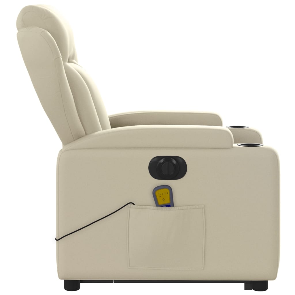 vidaXL Electric Stand up Massage Recliner Chair Cream Faux Leather