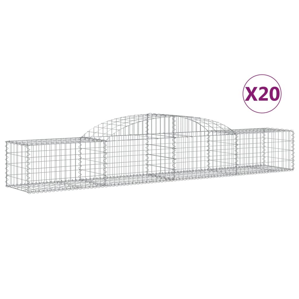 vidaXL Arched Gabion Baskets 20 pcs 118.1"x19.7"x15.7"/23.6" Galvanized Iron