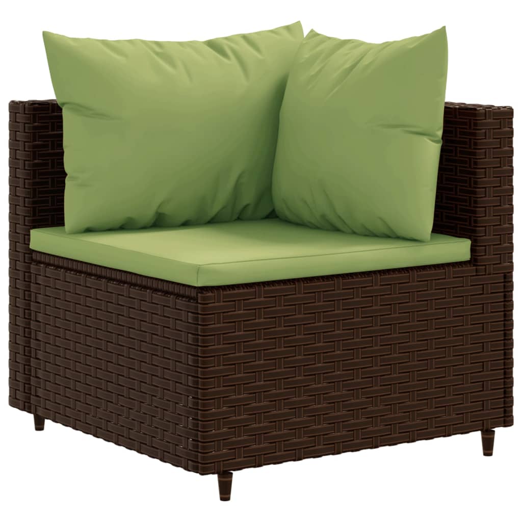 vidaXL 6 Piece Patio Lounge Set with Cushions Brown Poly Rattan