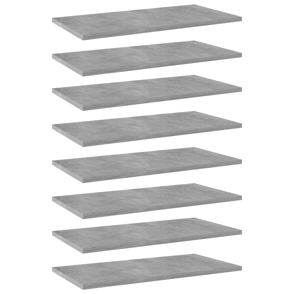 vidaXL Bookshelf Boards 8 pcs Concrete Gray 23.6"x11.8"x0.6" Engineered Wood