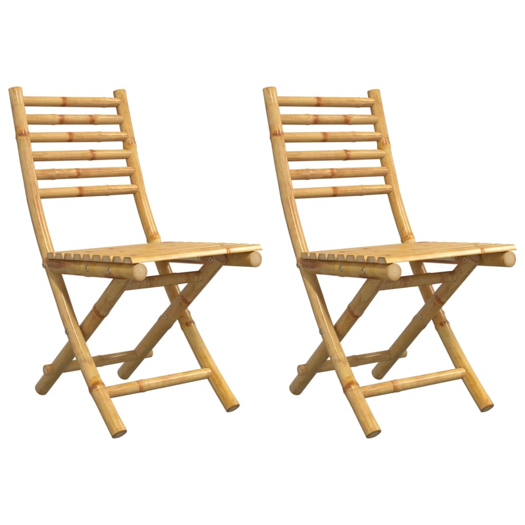 vidaXL Folding Patio Chairs 2 pcs 16.9"x21.3"x34.6" Bamboo