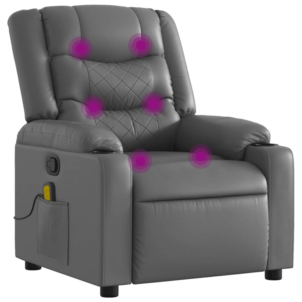 vidaXL Massage Recliner Chair Gray Faux Leather