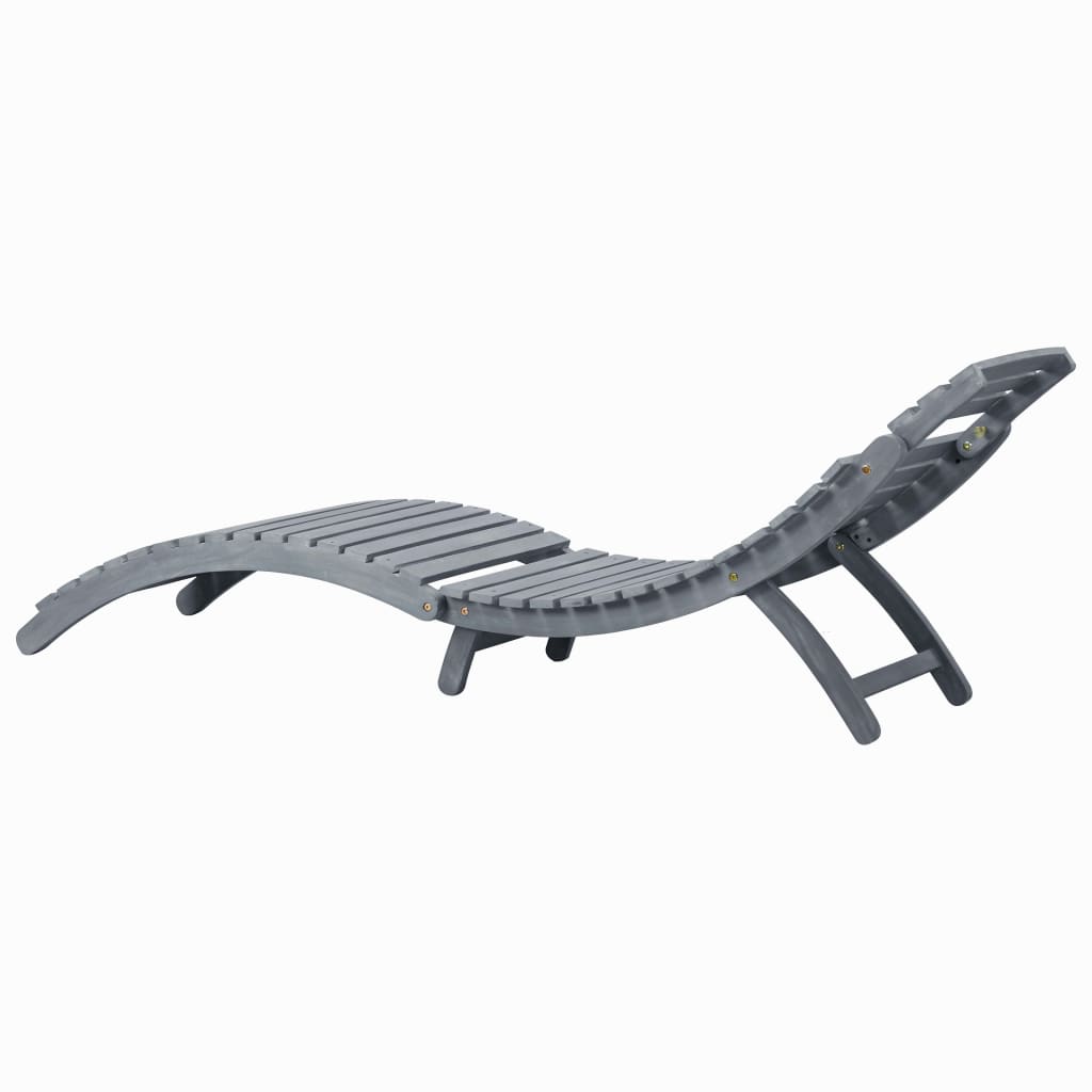 vidaXL Sun Lounger with Cushion Gray Solid Acacia Wood