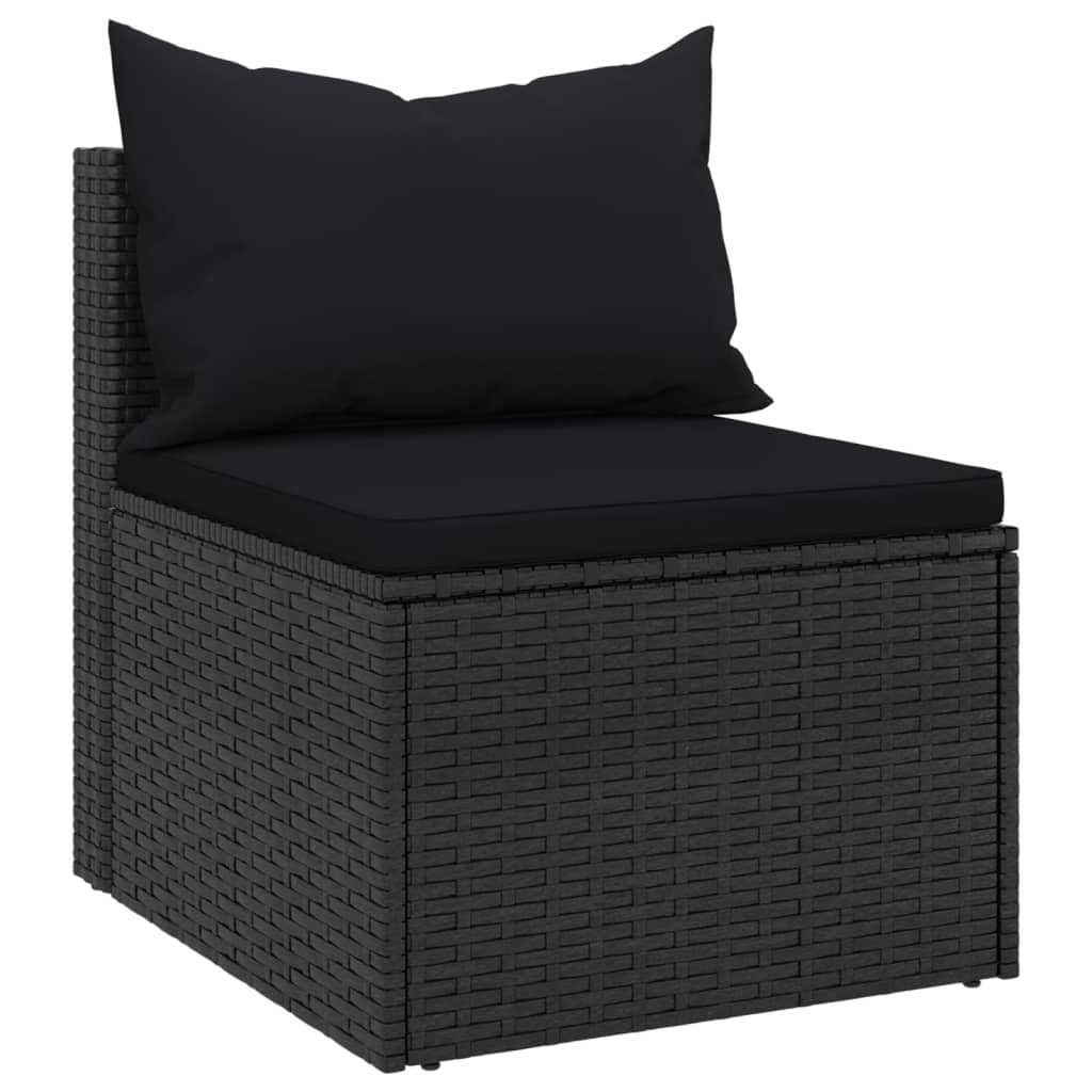 vidaXL 4 Piece Patio Sofa Set with Cushions Black Poly Rattan