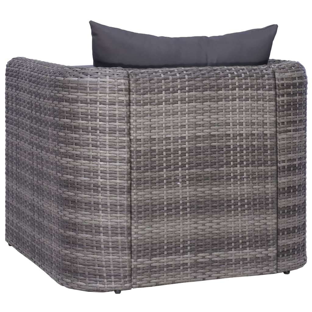 vidaXL 9 Piece Patio Lounge Set with Cushions Poly Rattan Gray