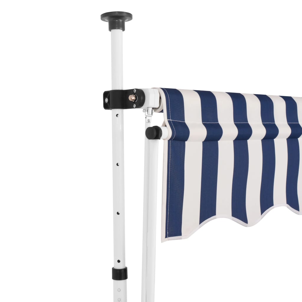 vidaXL Manual Retractable Awning 59" Blue and White Stripes