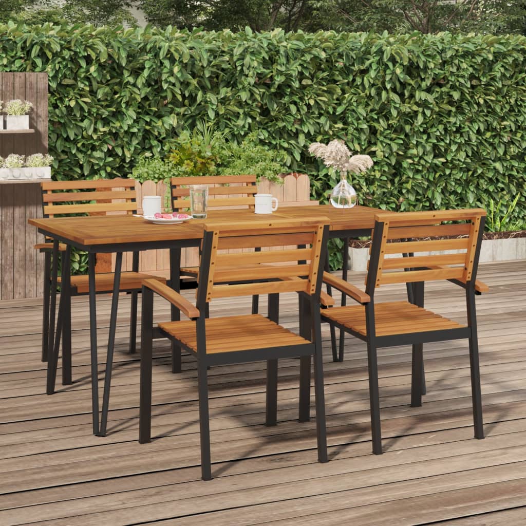 vidaXL Patio Table with Hairpin Legs 63"x31.5"x29.5" Solid Wood Acacia