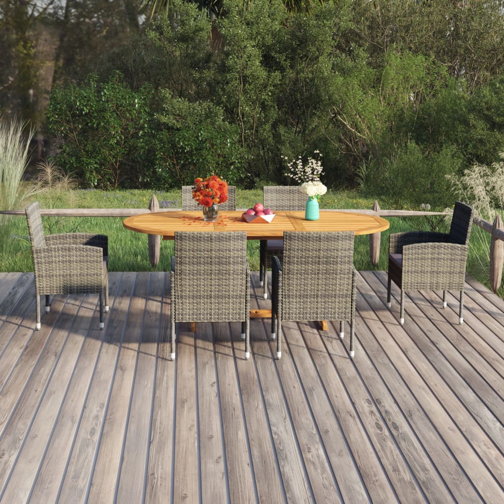 vidaXL 7 Piece Patio Dining Set Poly Rattan Anthracite