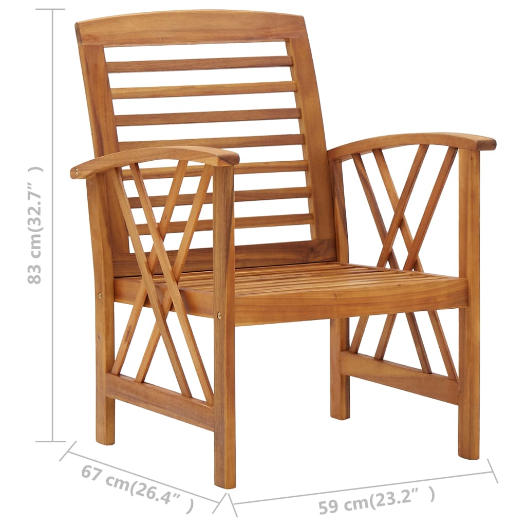 vidaXL 4 Piece Patio Lounge Set Solid Acacia Wood