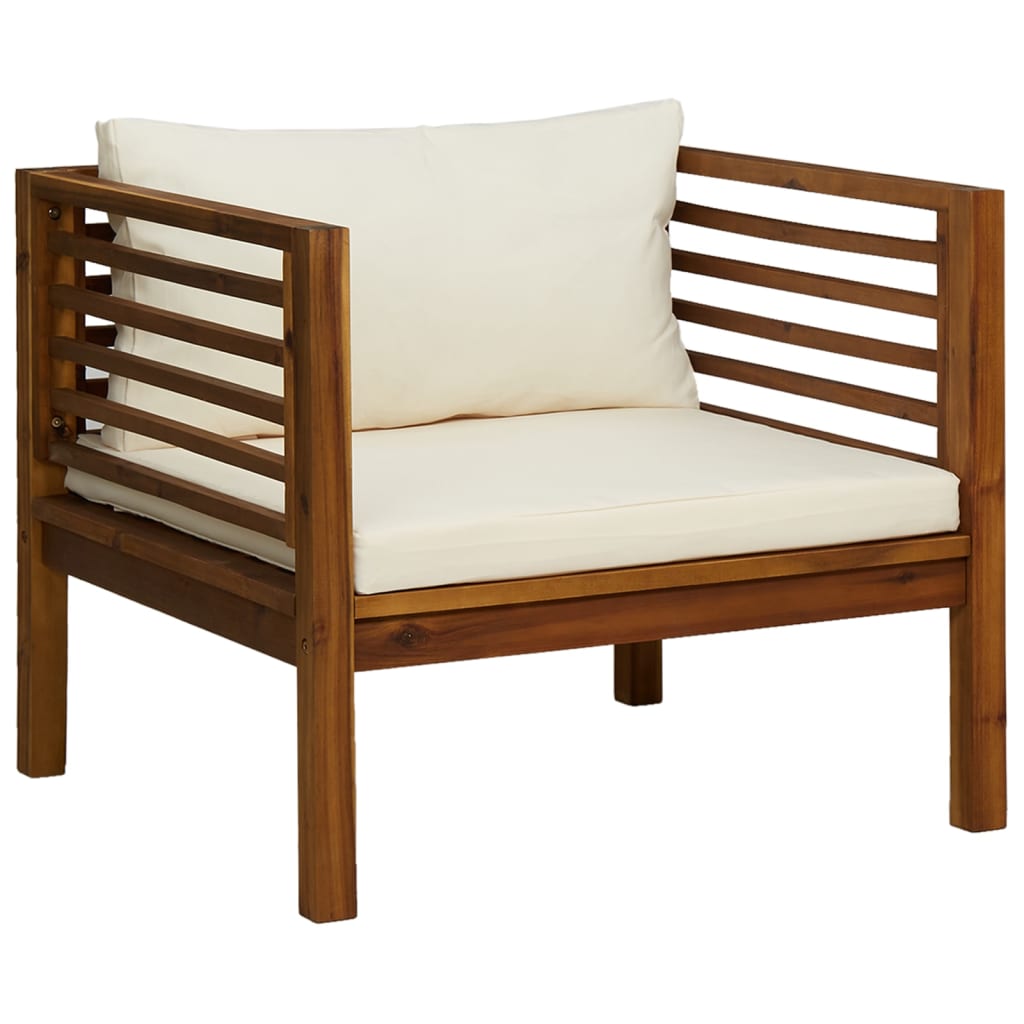 vidaXL 6 Piece Patio Lounge Set with Cream Cushion Solid Acacia Wood