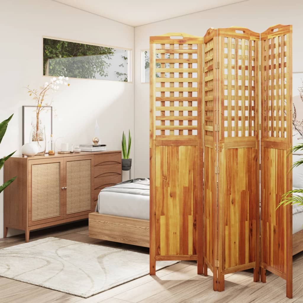 vidaXL 4-Panel Room Divider 63.8"x0.8"x70.9" Solid Wood Acacia