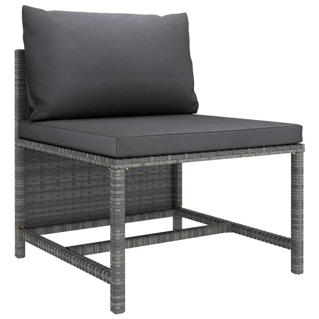 vidaXL 6 Piece Patio Lounge Set with Cushions Poly Rattan Gray