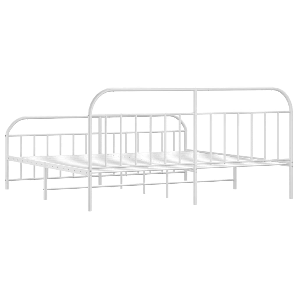 vidaXL Metal Bed Frame without Mattress with Footboard White 76"x79.9"