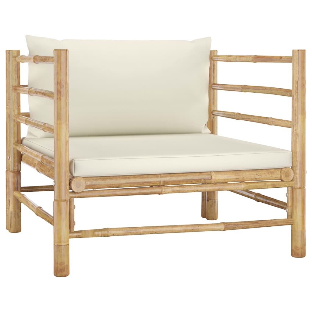 vidaXL 12 Piece Patio Lounge Set with Cream White Cushions Bamboo