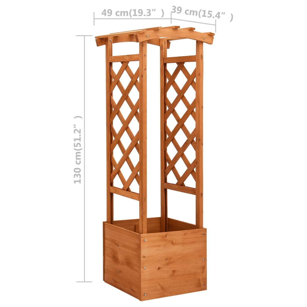 vidaXL Trellis Planter with Arch 19.3"x15.4"x51.2" Firwood