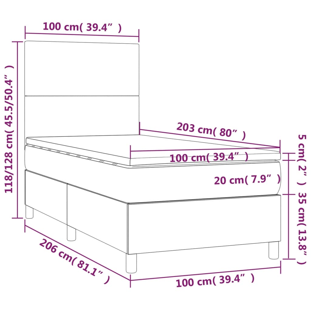 vidaXL Box Spring Bed with Mattress Light Gray Twin XL Fabric