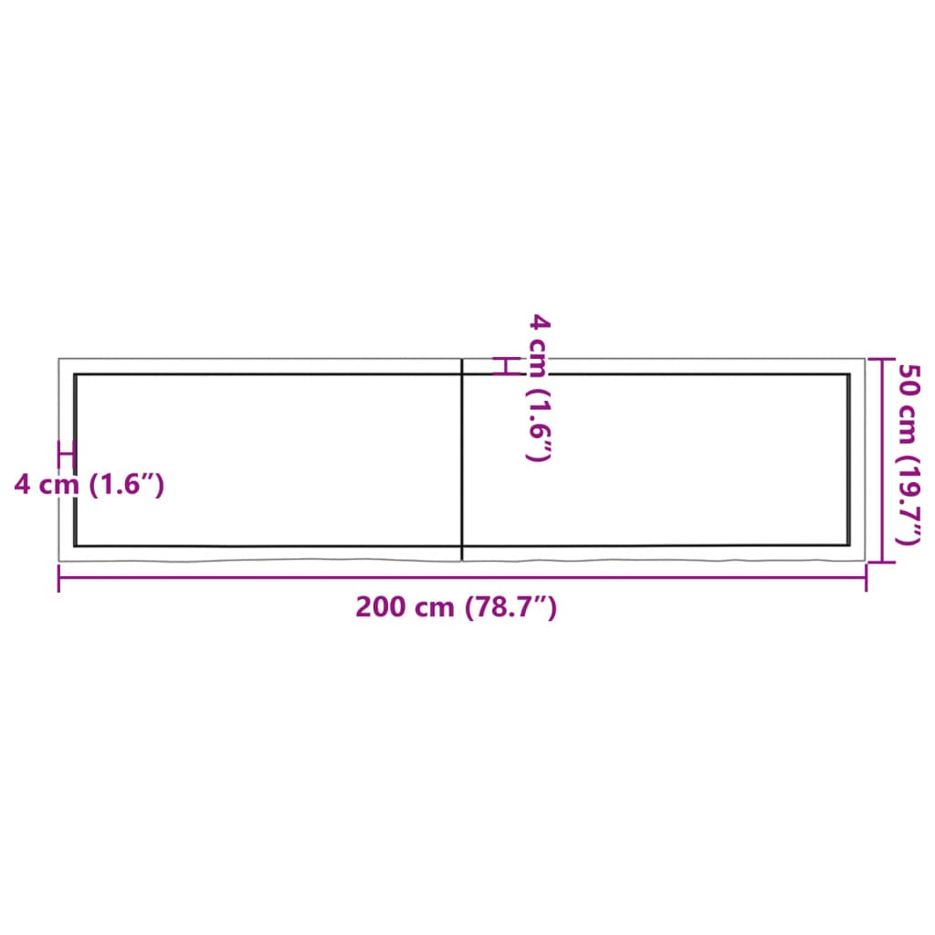 vidaXL Wall Shelf Light Brown 78.7"x19.7"x(0.8"-1.6") Treated Solid Wood Oak