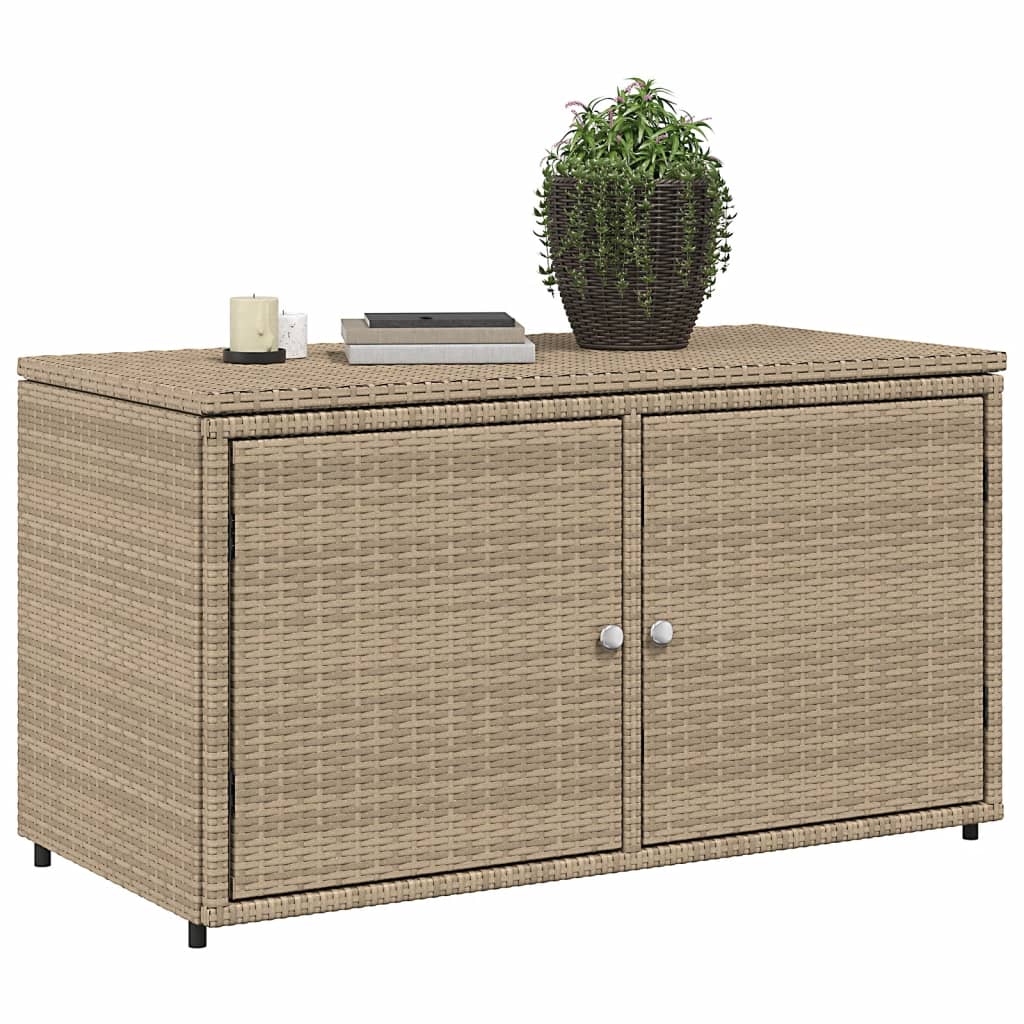 vidaXL Patio Storage Cabinet Beige 43.3"x21.7"x23.8" Poly Rattan