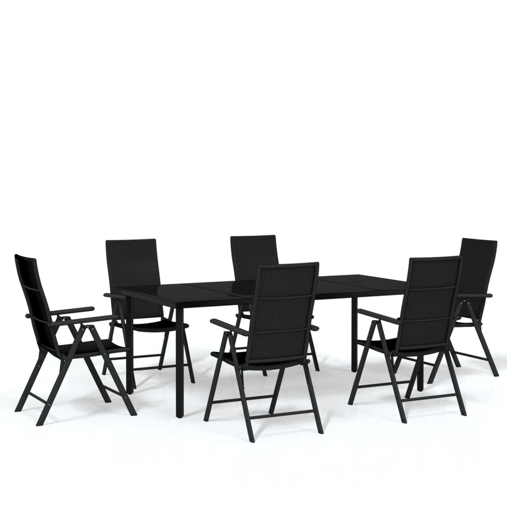 vidaXL 7 Piece Patio Dining Set Black