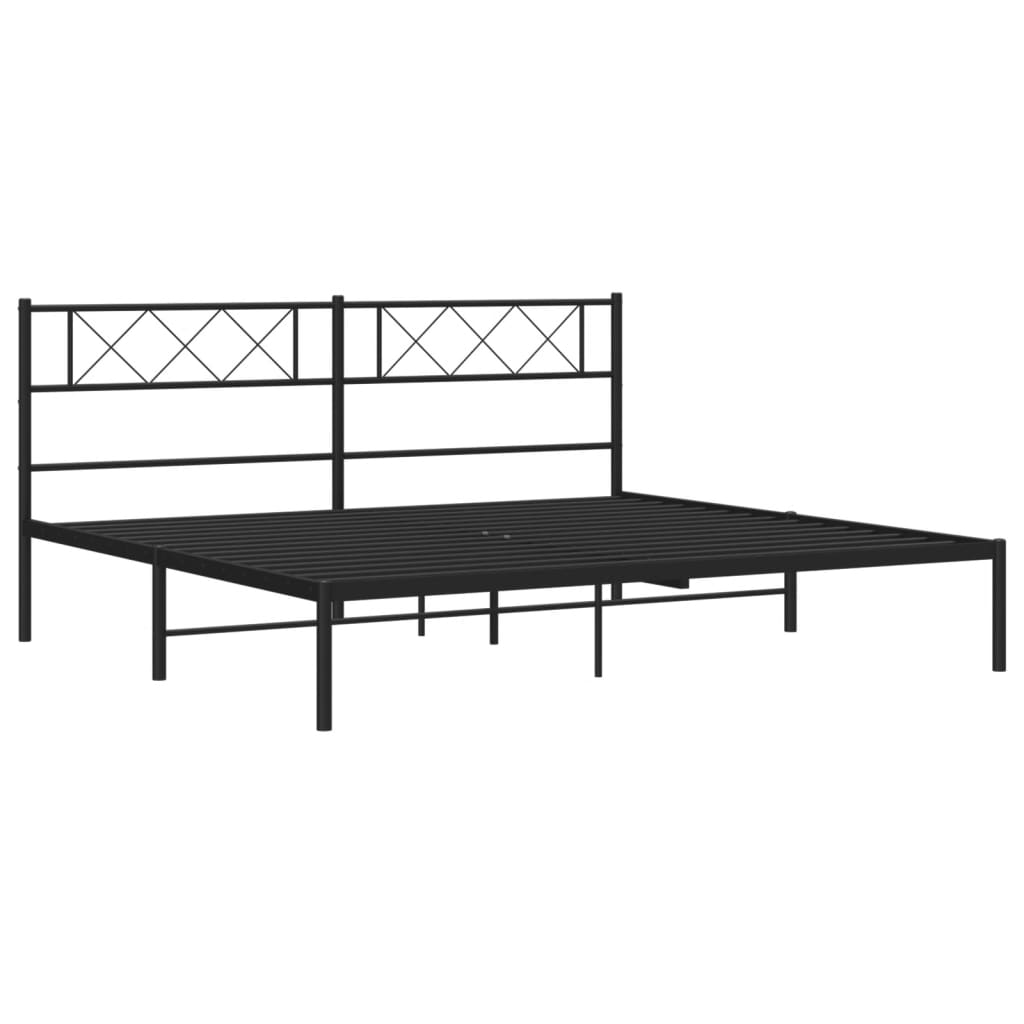 vidaXL Metal Bed Frame without Mattress with Headboard Black 76"x79.9"