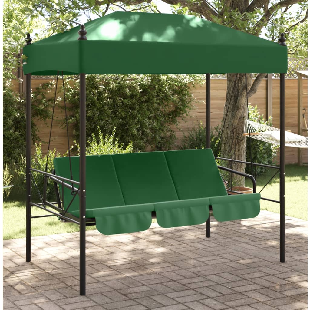 vidaXL Patio Swing Bench with Canopy Green Steel