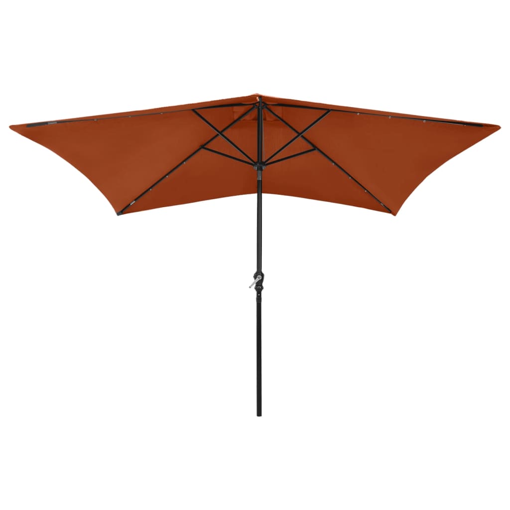 vidaXL Garden Parasol with LEDs and Steel Pole Terracotta 6.6'x9.8'