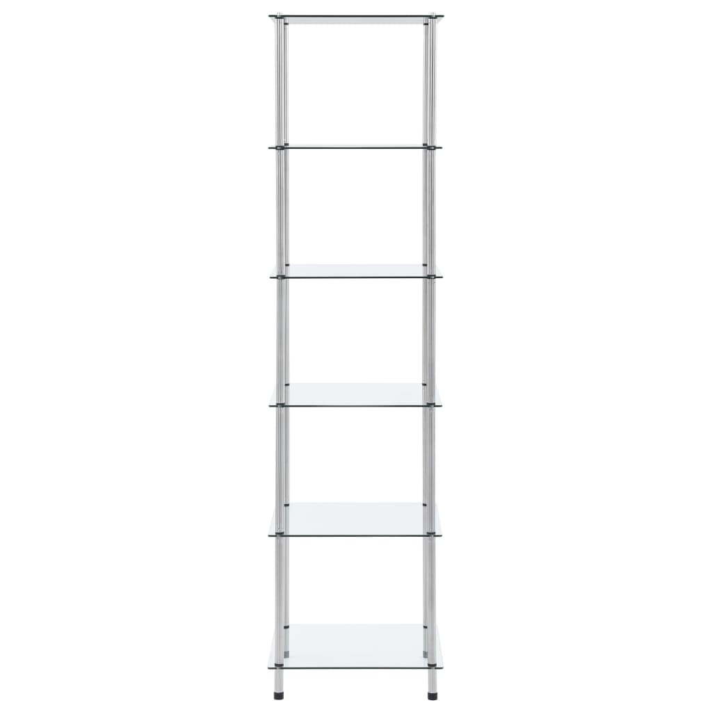 vidaXL 6-Tier Shelf Transparent 15.7"x15.7"x63" Tempered Glass