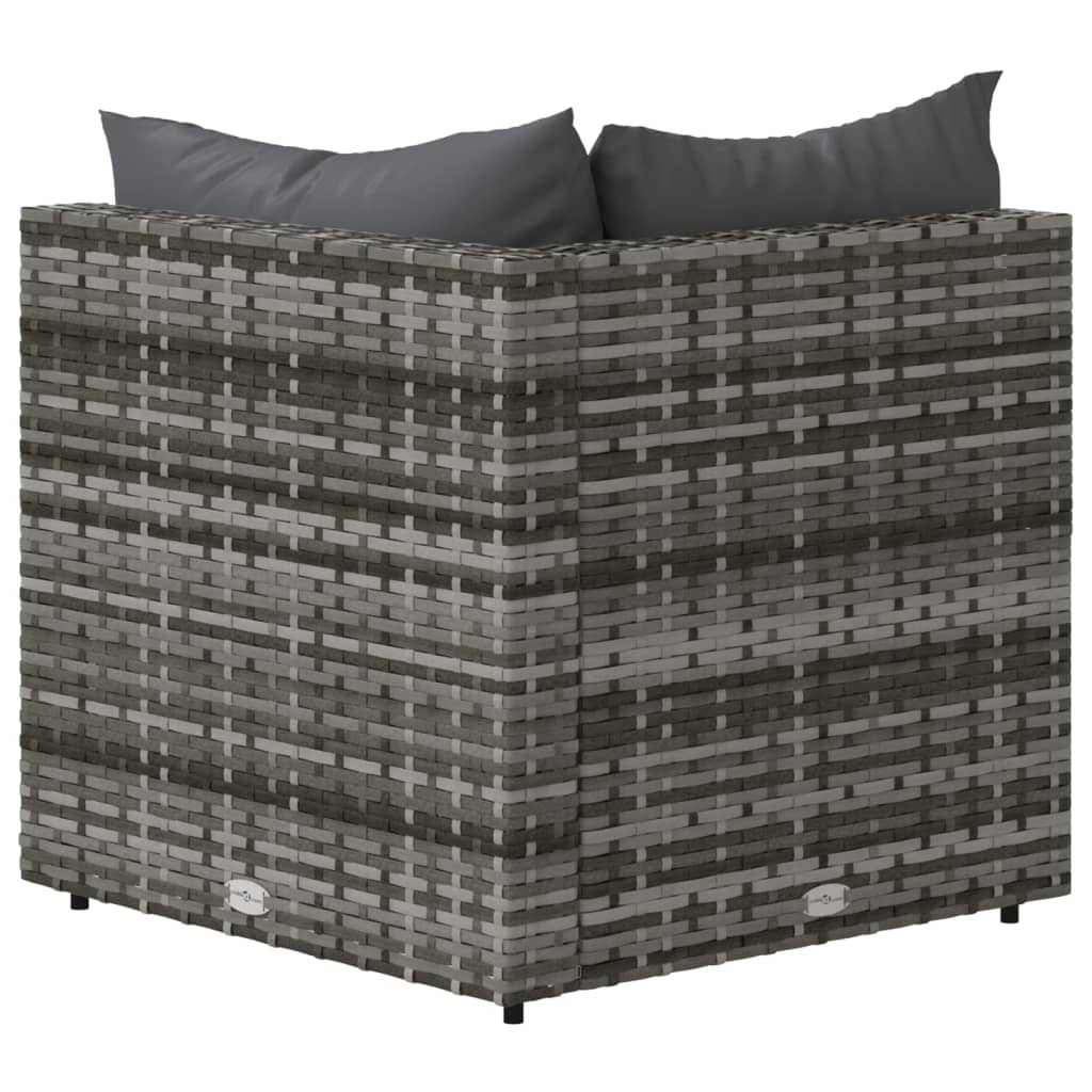 vidaXL Patio Corner Sofa with Cushions Gray Poly Rattan