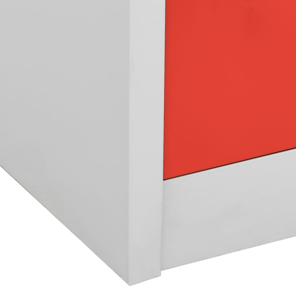 vidaXL Locker Cabinet Light Gray and Red 35.4"x17.7"x36.4" Steel