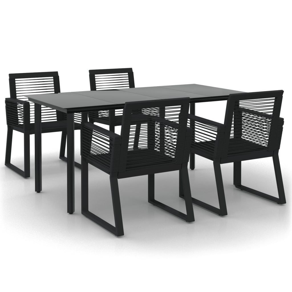 vidaXL 5 Piece Patio Dining Set Black PVC Rattan