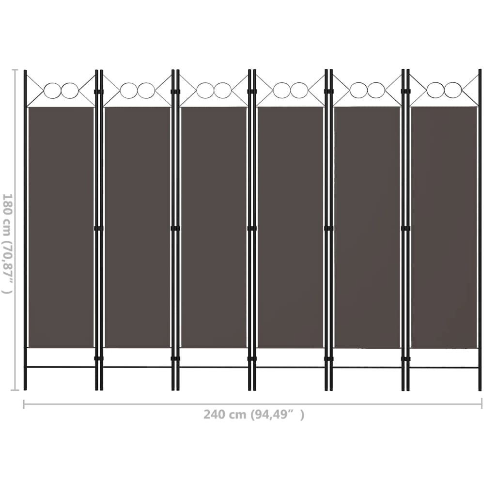 vidaXL 6-Panel Room Divider Anthracite 94.5"x70.9"