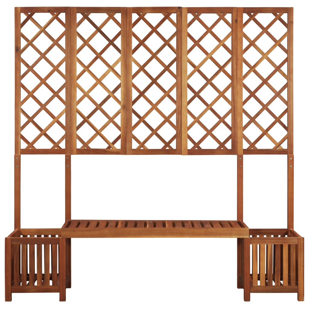 vidaXL Garden Planter with Bench and Trellis Solid Acacia Wood