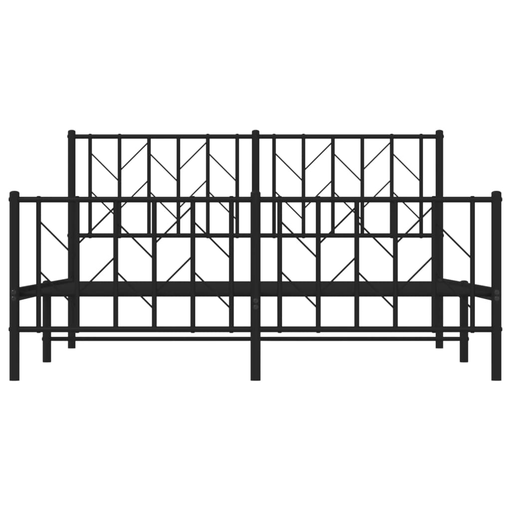 vidaXL Metal Bed Frame without Mattress with Footboard Black 59.1"x78.7"