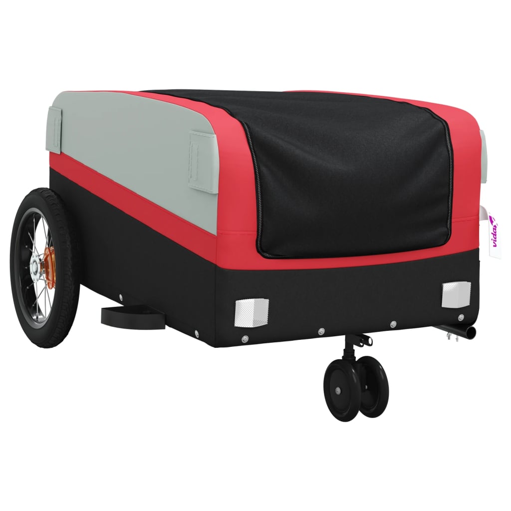 vidaXL Bike Trailer Black and Red 66.1 lb Iron