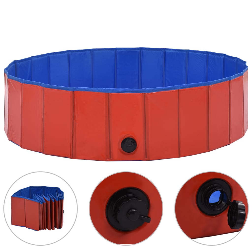 vidaXL Foldable Dog Swimming Pool Red 47.2"x11.8" PVC