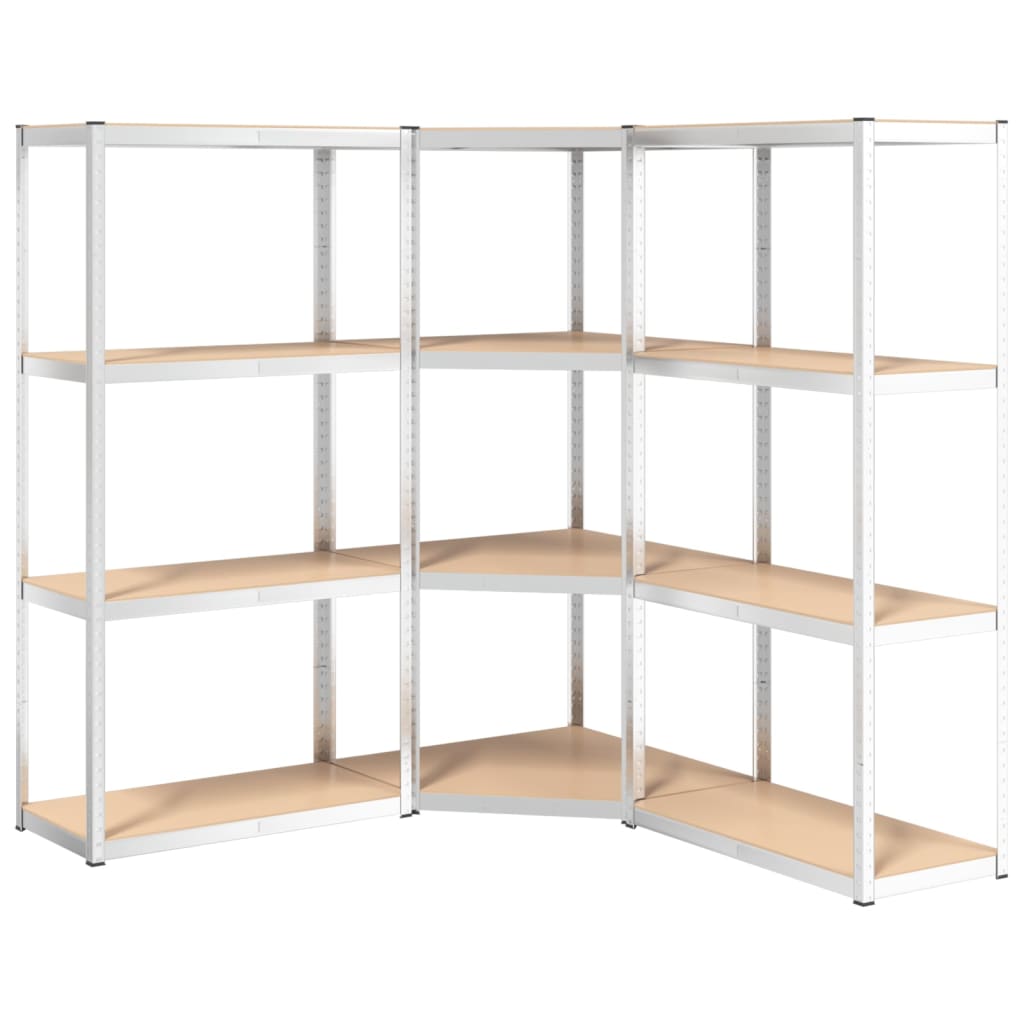 vidaXL 4-Layer Shelves 3 pcs Silver Steel&Engineered Wood