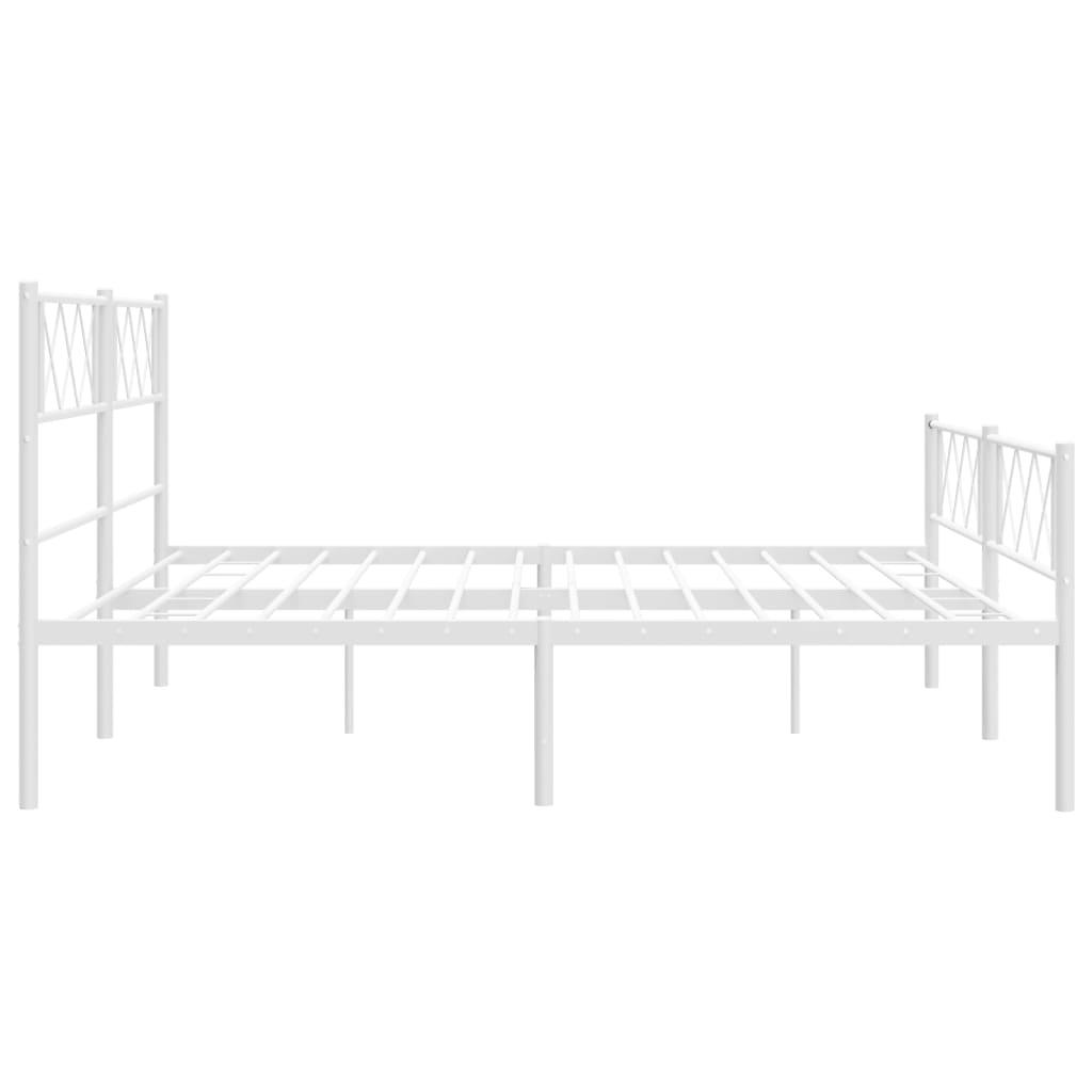 vidaXL Metal Bed Frame without Mattress with Footboard White 76"x79.9"