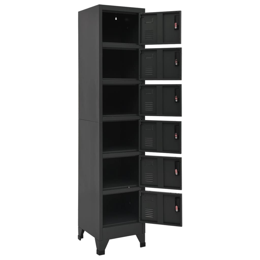 vidaXL Locker Cabinet Anthracite 15"x15.7"x70.9" Steel