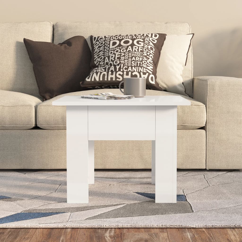 vidaXL Coffee Table High Gloss White 21.7"x21.7"x16.5" Engineered Wood