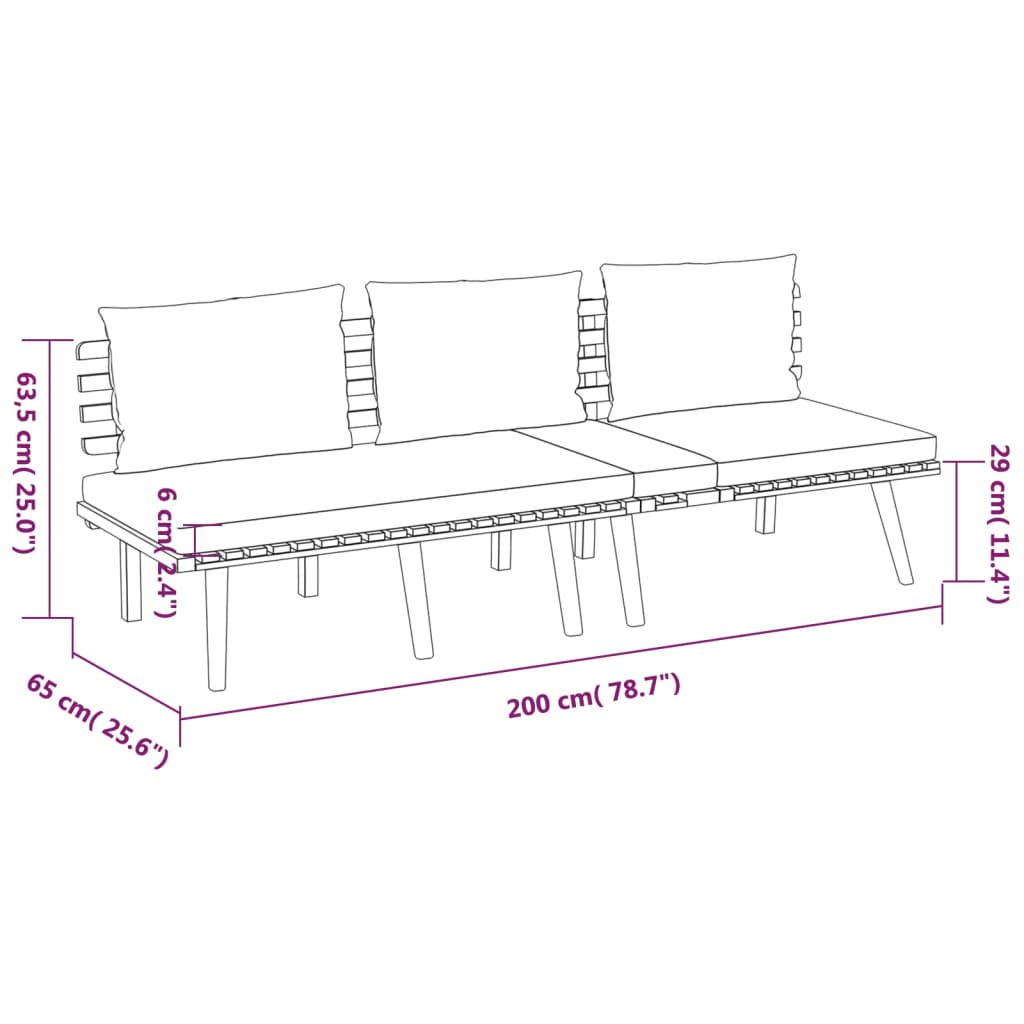 vidaXL 4 Piece Patio Lounge Set with Cushions Solid Acacia Wood