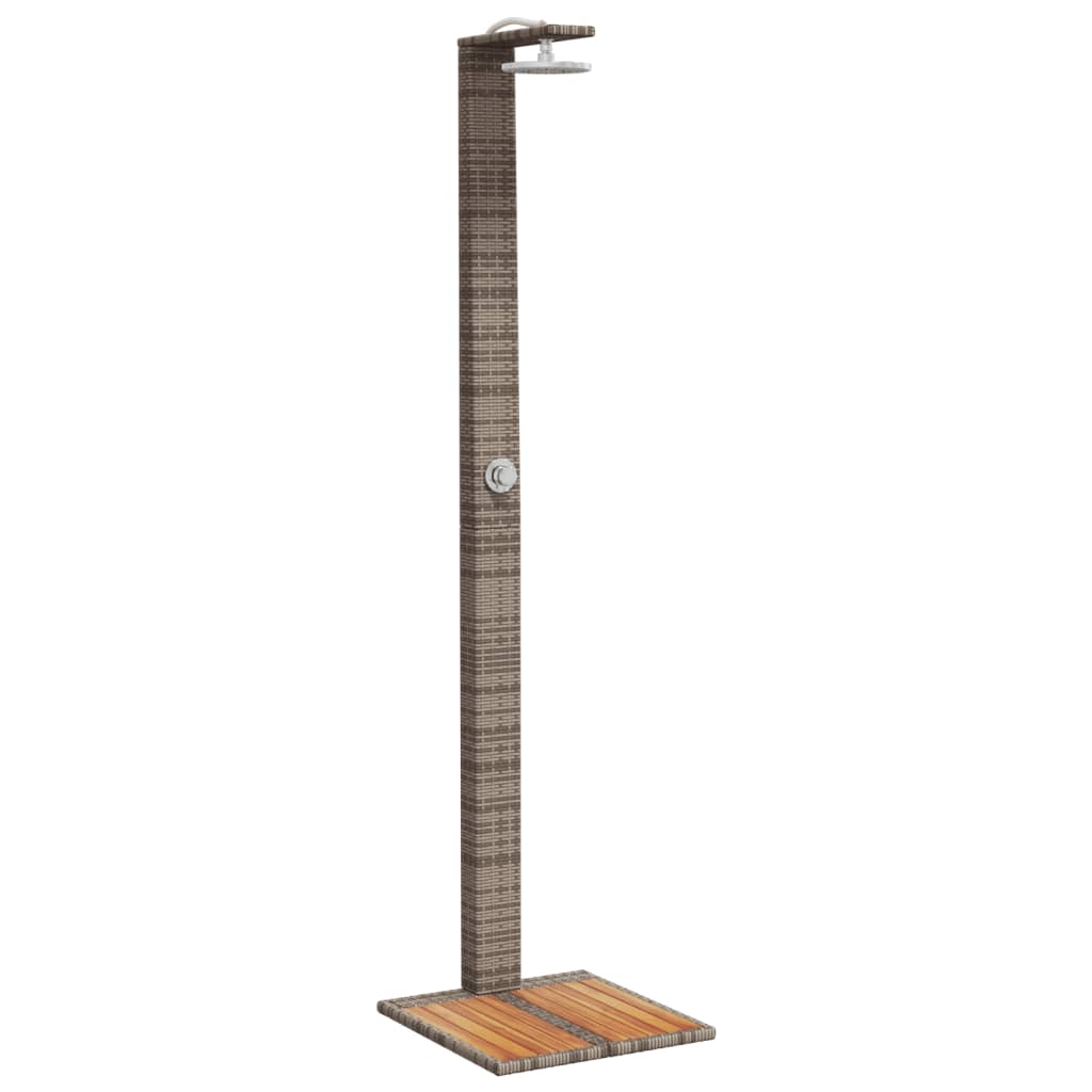 vidaXL Outdoor Shower Gray 19.7"x21.7"x88.2" Poly Rattan and Acacia Wood