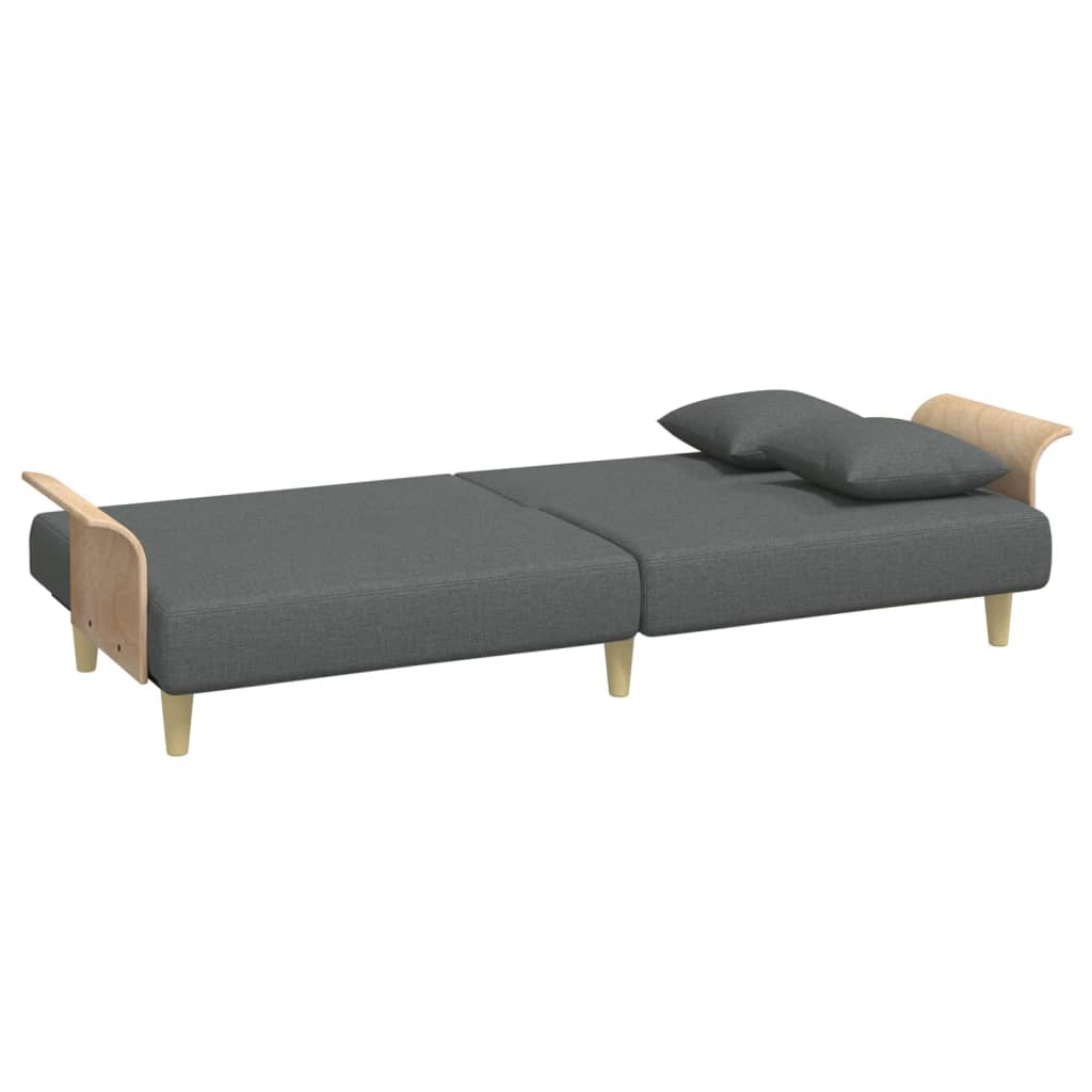 vidaXL Sofa Bed with Armrests Dark Gray Fabric