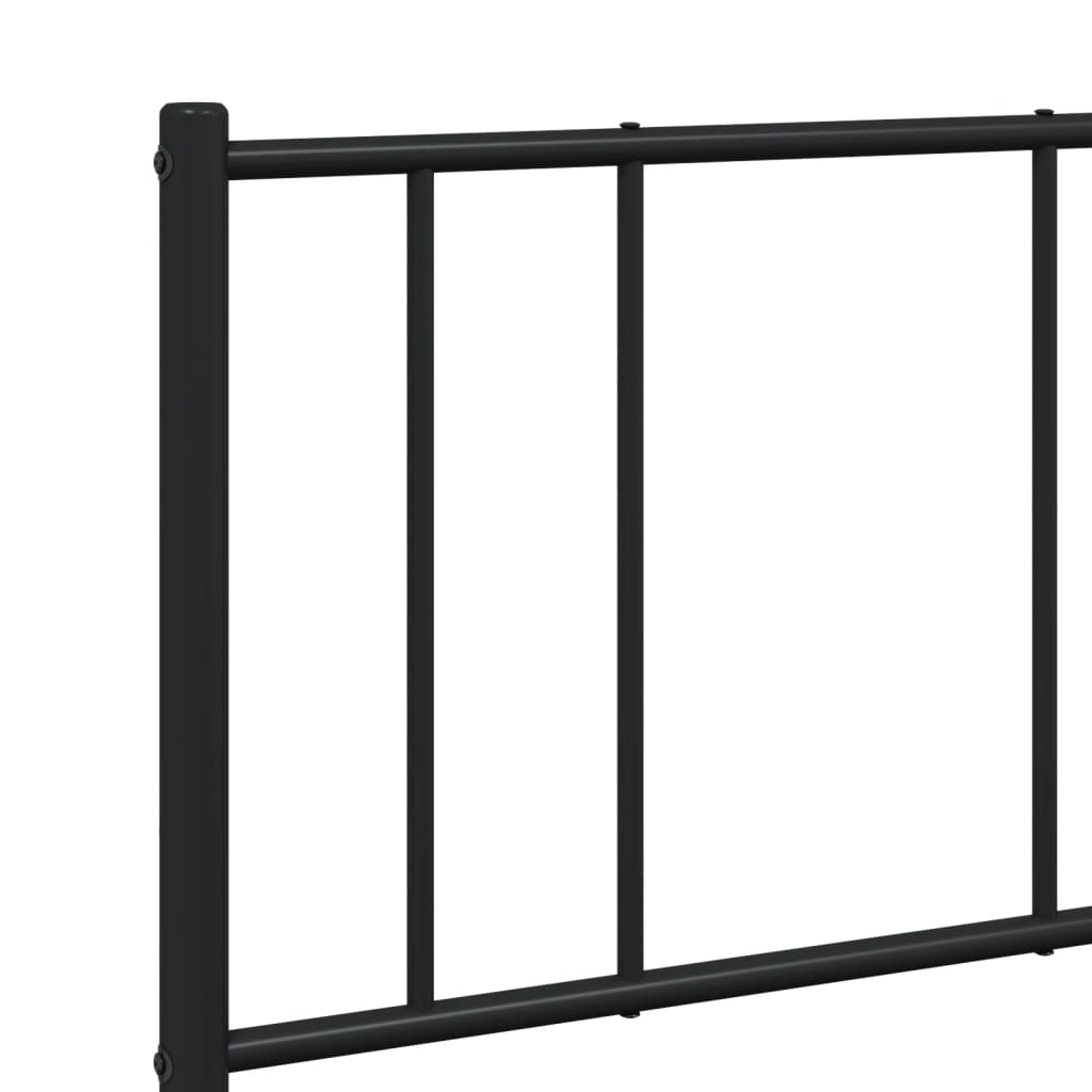 vidaXL Metal Bed Frame without Mattress with Headboard Black 53.1"x74.8"