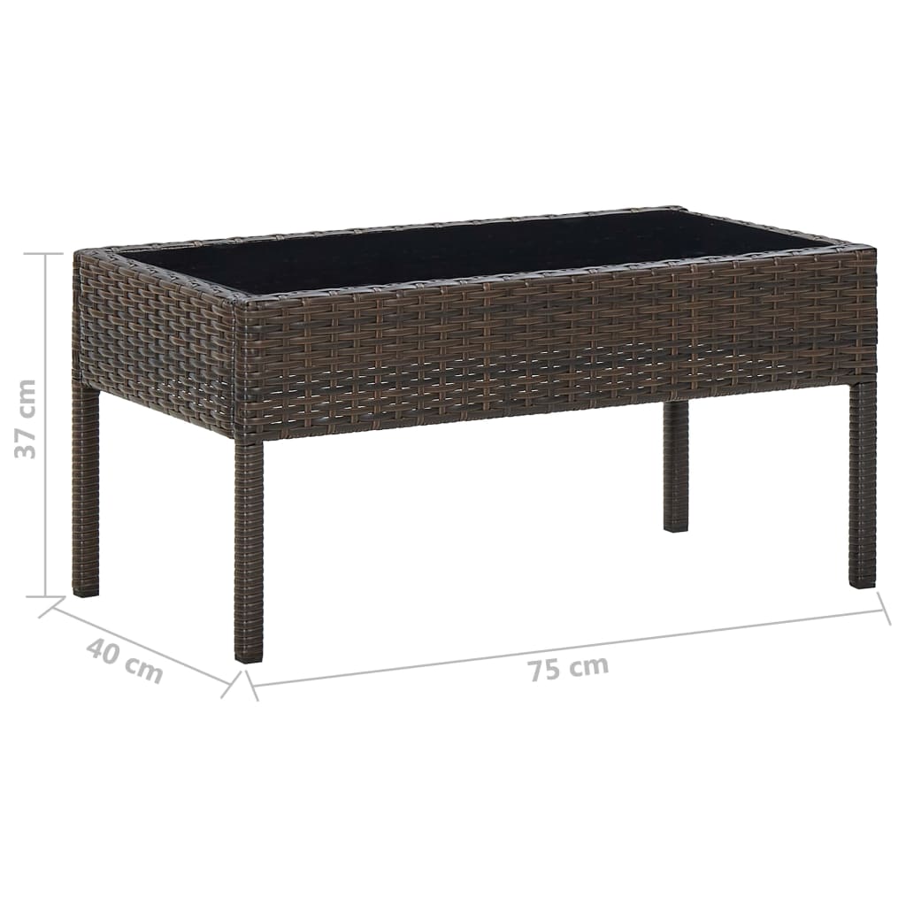 vidaXL Patio Table Brown 29.5"x15.7"x14.6" Poly Rattan