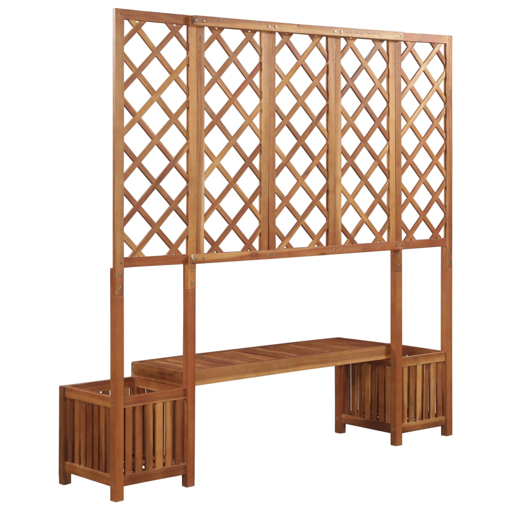 vidaXL Garden Planter with Bench and Trellis Solid Acacia Wood